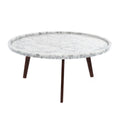 White and Brown Round Marble Coffee Table U440849