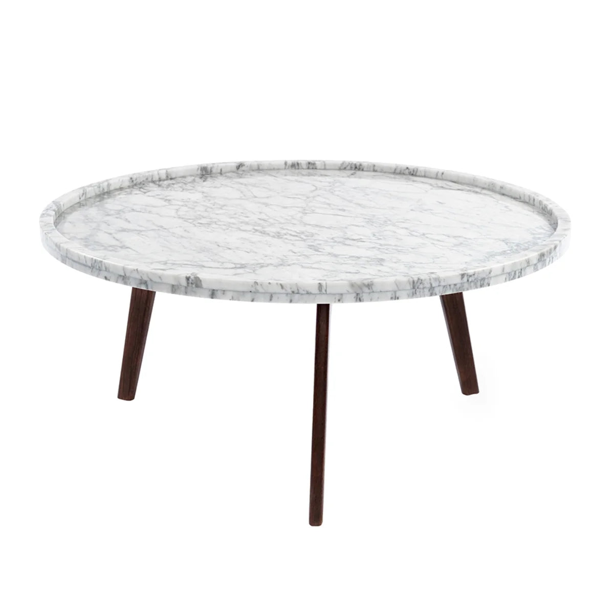 White and Brown Round Marble Coffee Table U440849