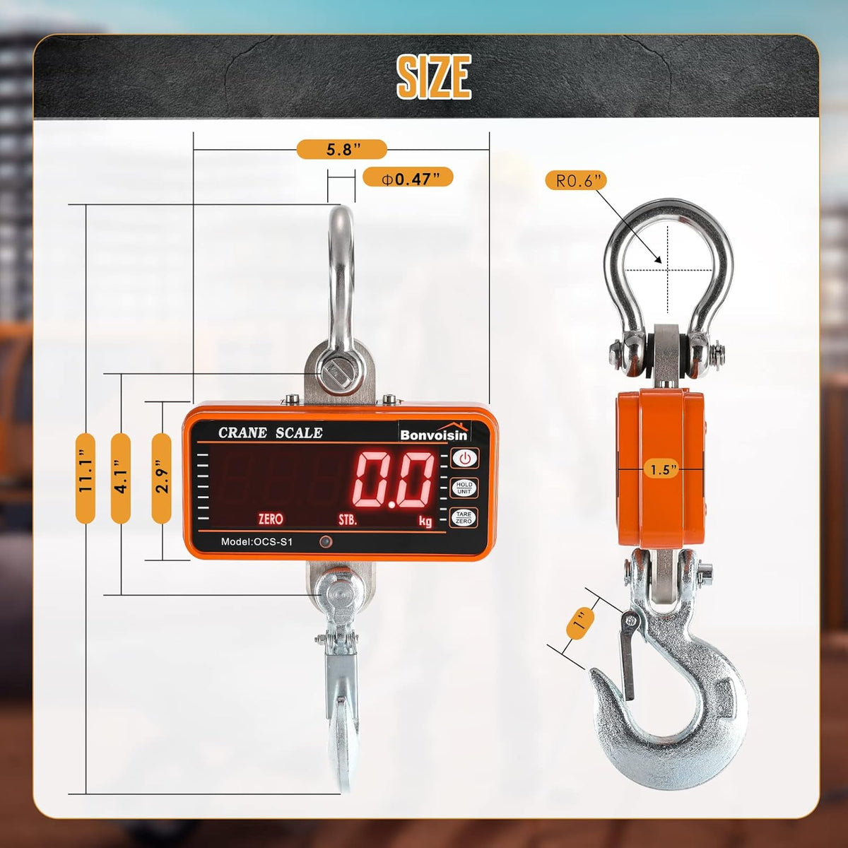 1000kg Orange Digital Hanging Scale E168549