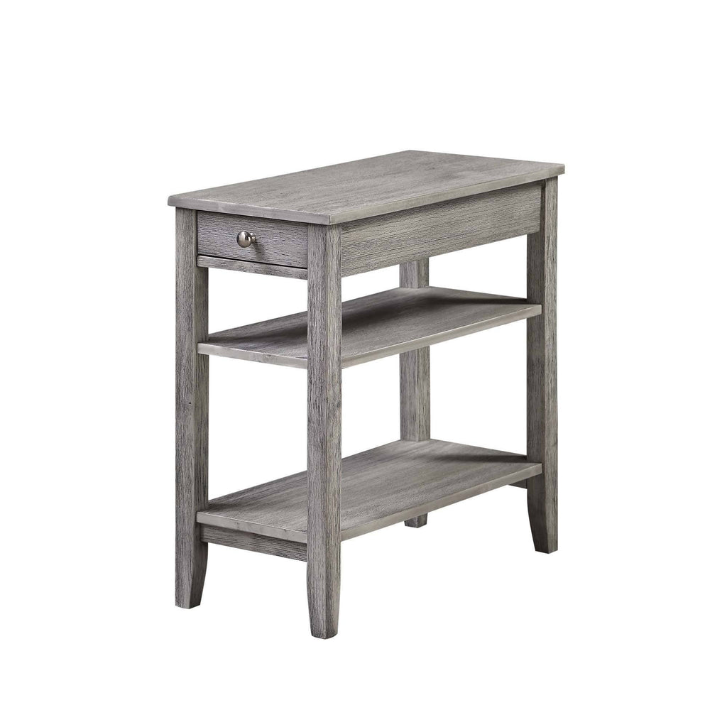 3 Tier End Table with Drawer Light Gray L304