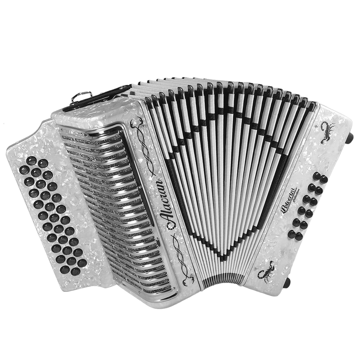 White 31 Button 12 Bass Accordion with Straps and Case A1111