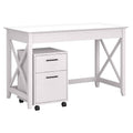 Pure White Oak Writing Desk with 2 Drawer File Cabinet U9480