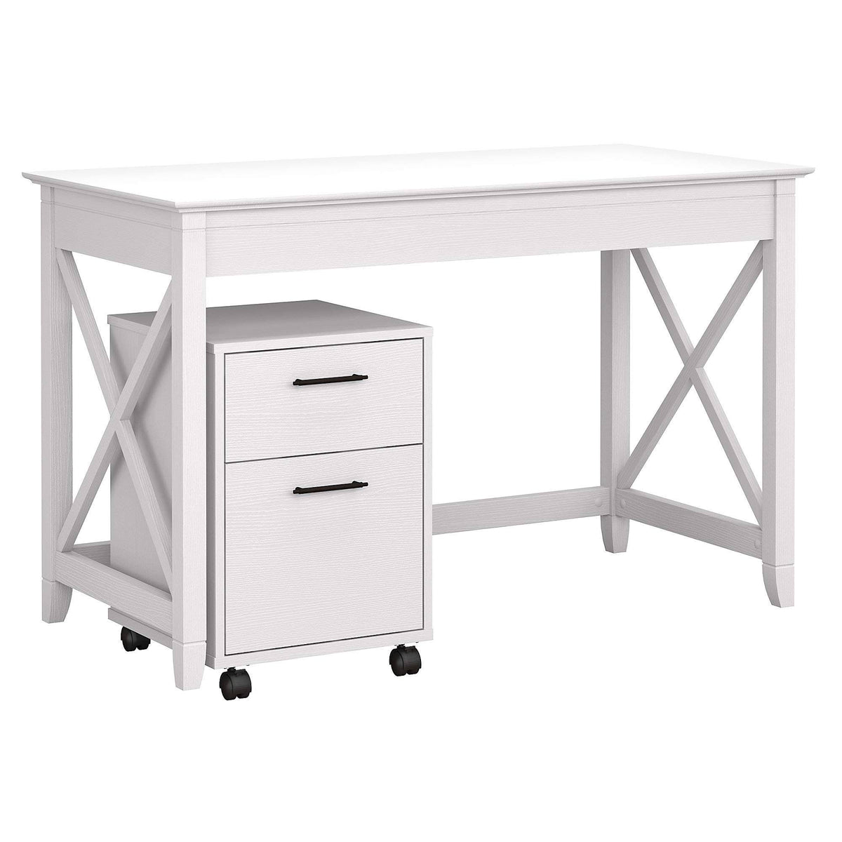 Pure White Oak Writing Desk with 2 Drawer File Cabinet U9480