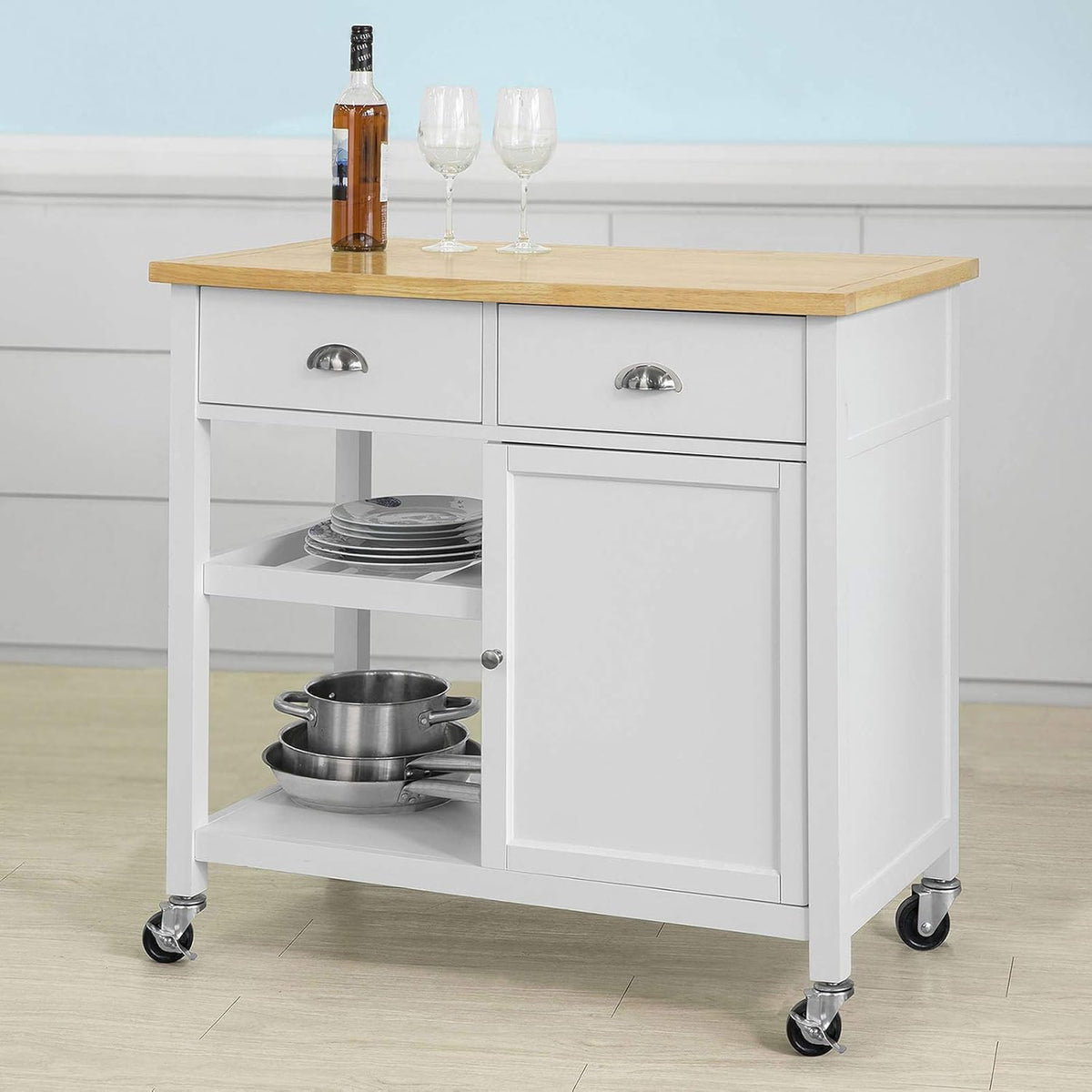 Kitchen Cart with Rubber Wood Top D221427