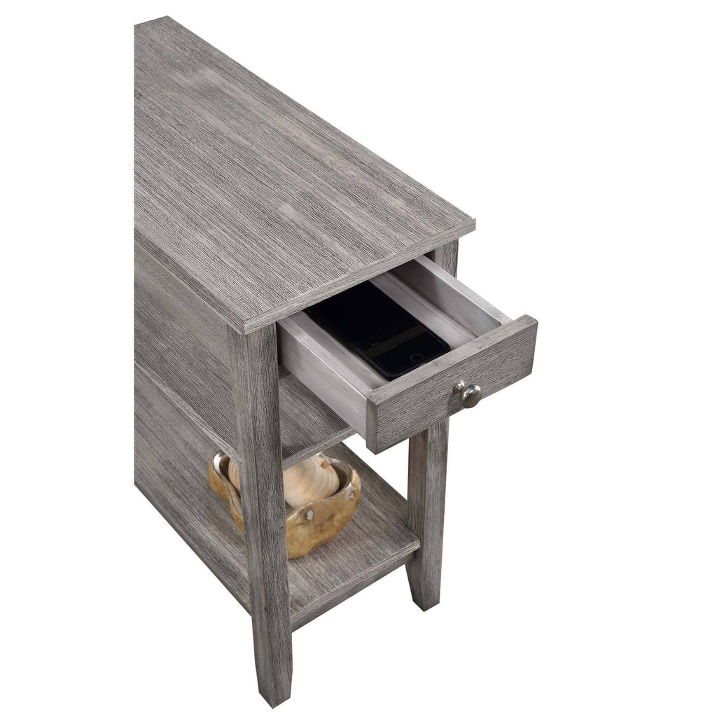 3 Tier End Table with Drawer Light Gray L304