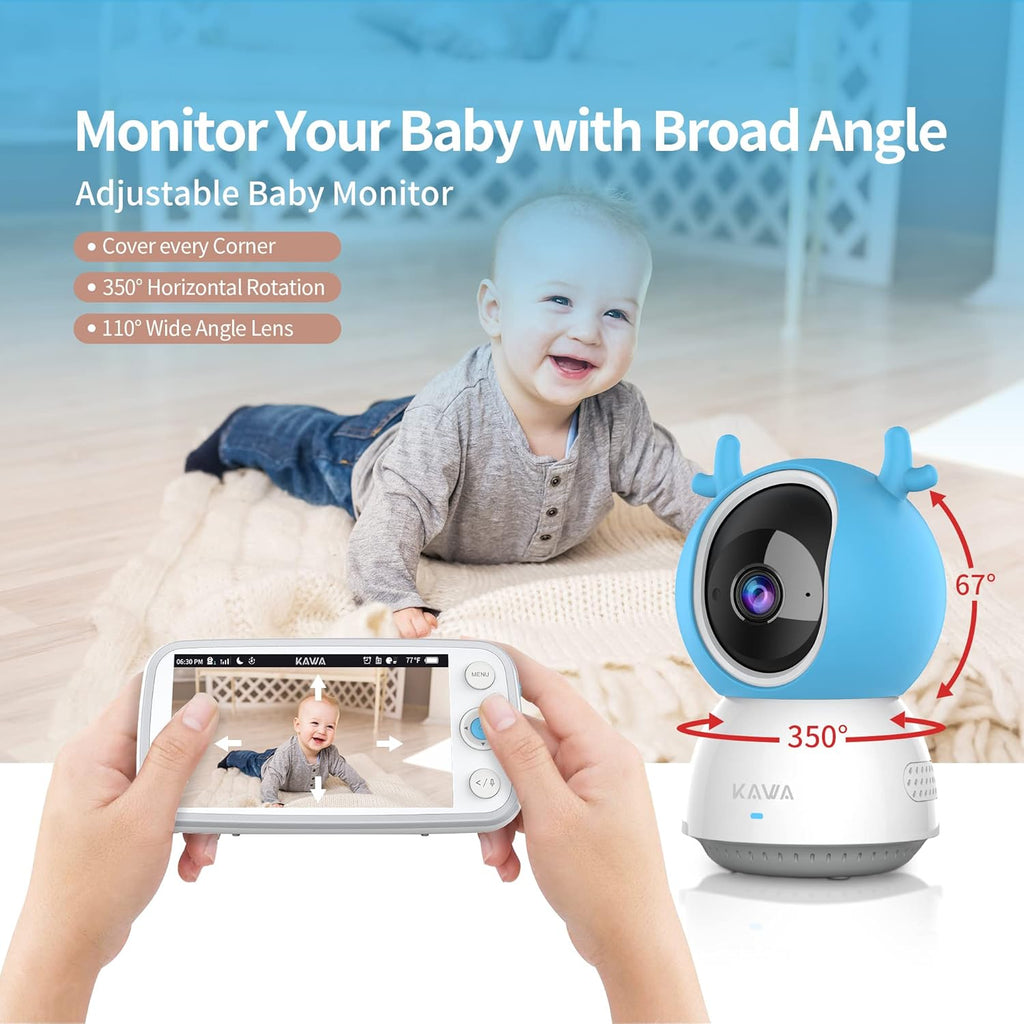 Baby Monitor with Camera and Audio, 720P HD Display, Night Vision, 2-Way Audio S33724