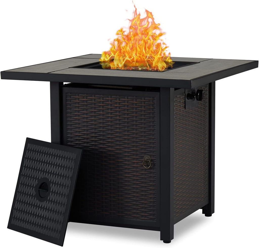 44 Inch 50000 BTU Propane Fire Pit Table with Rain Cover A392352