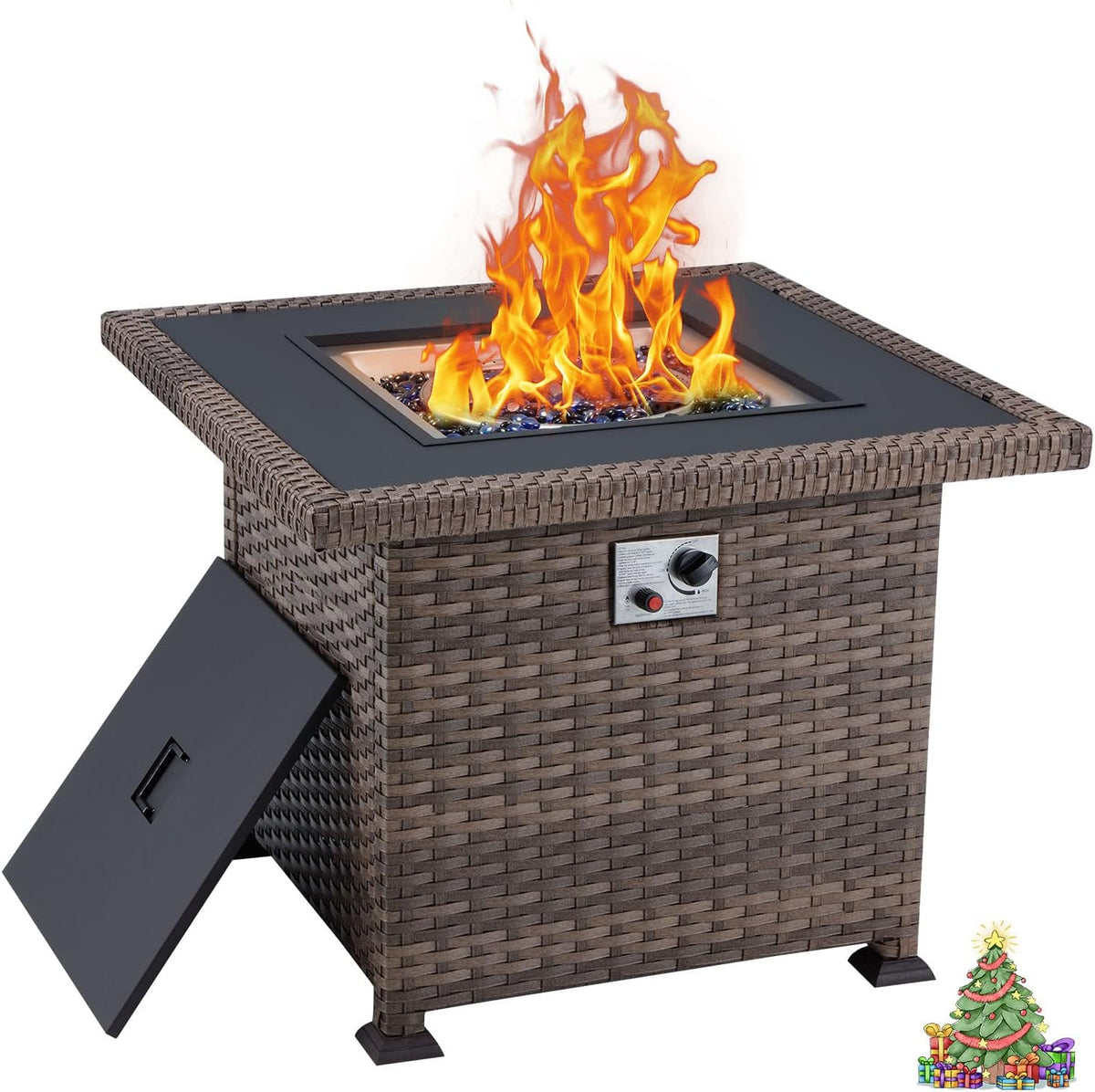 Propane Fire Pit Table 44in 50000BTU Brown Z628389