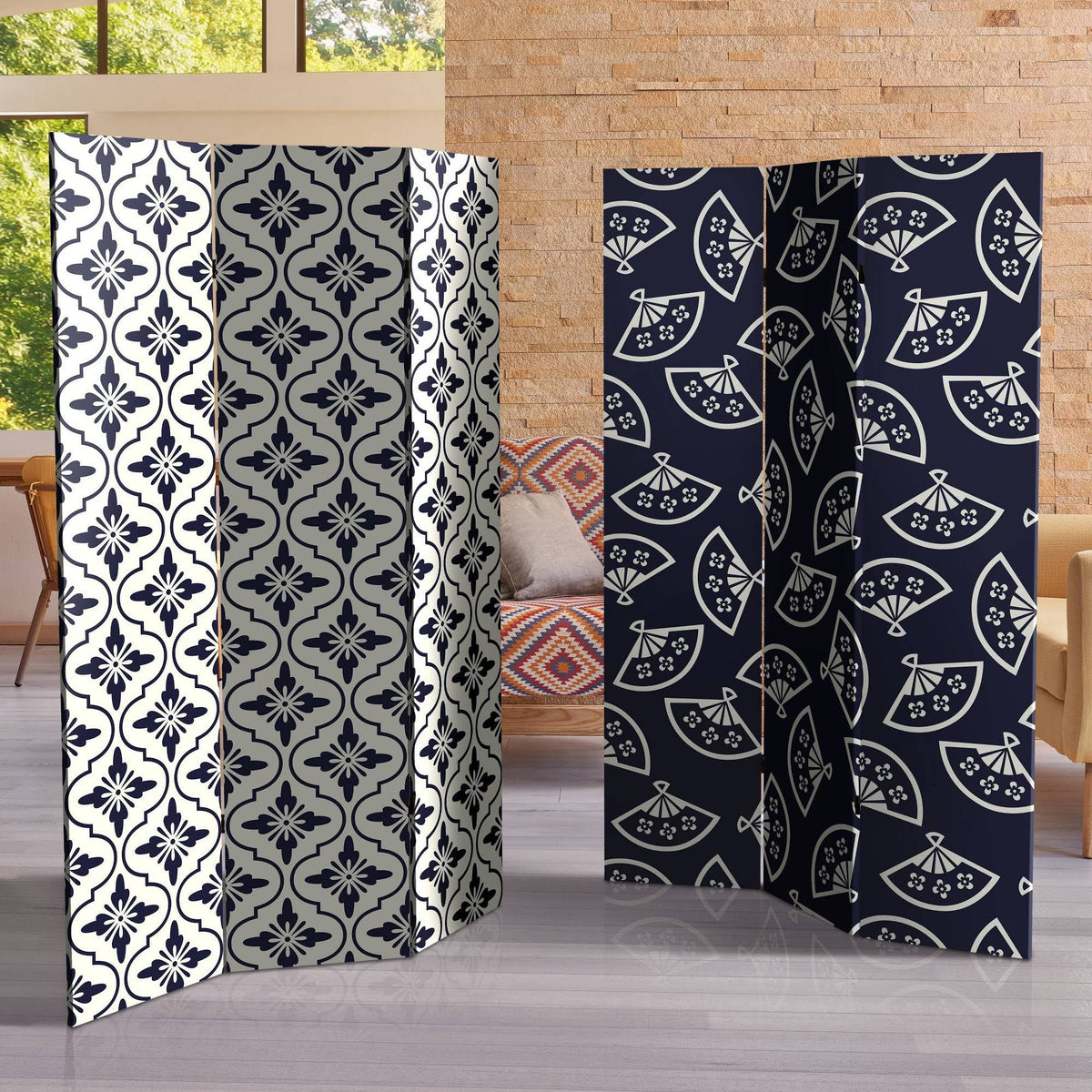 6 ft. Tall Double Sided Canvas Room Divider Q34741