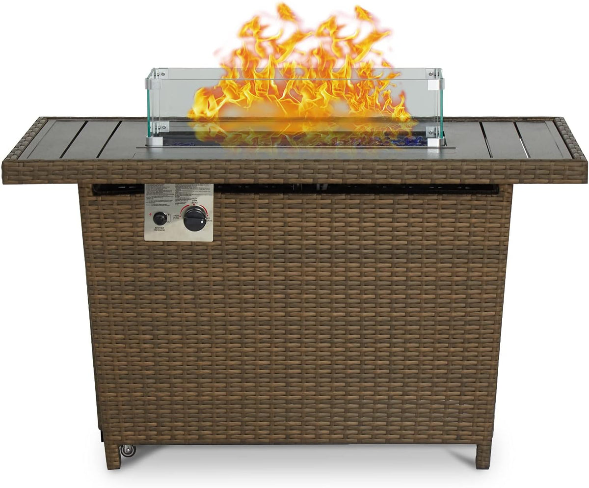 44 Inch 50000 BTU Propane Fire Pit Table with Rain Cover A392352