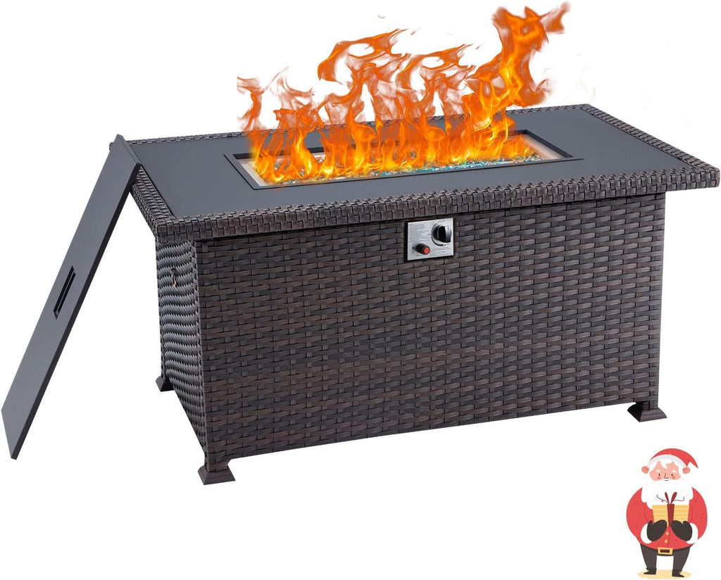 Propane Fire Pit Table 44in 50000BTU Brown Z628389