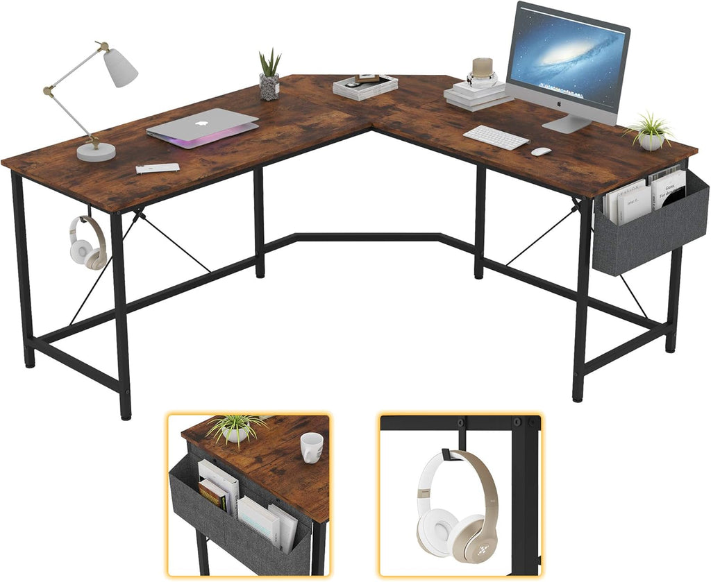 L Shaped Desk 59 Inches Computer Corner Desk with Storage T550156