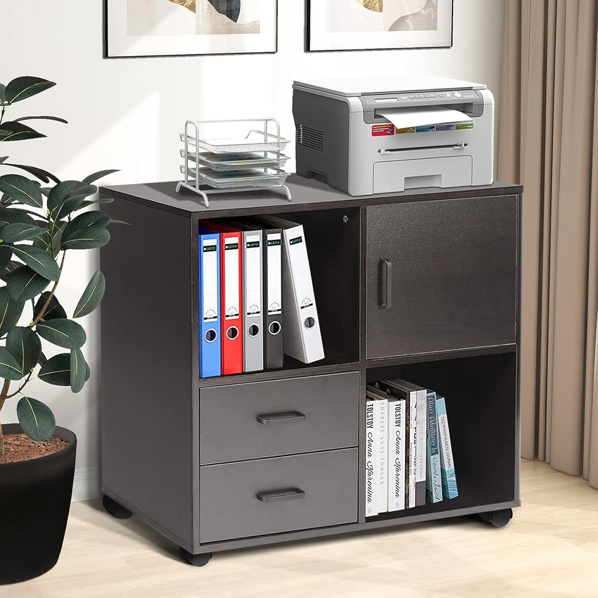2 Drawer Rolling File Cabinet with Shelves Z3420