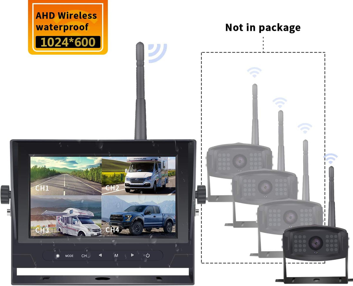1080P Digital Wireless Rear View Camera with 7'' DVR Monitor IP67 Waterproof R167397