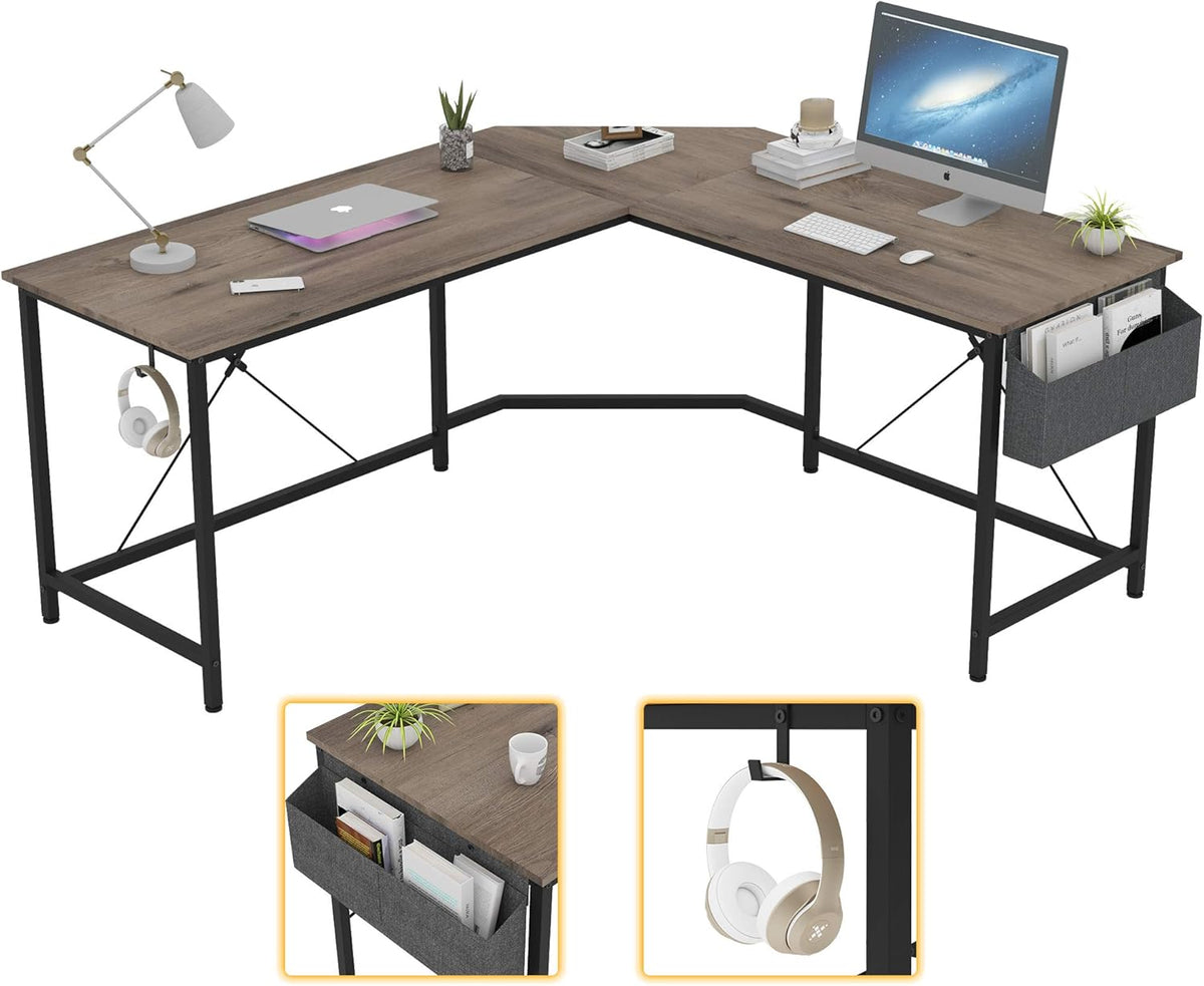 L Shaped Desk 59 Inches Computer Corner Desk with Storage T550156