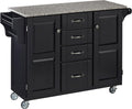 Natural 2 Door Kitchen Cart with Granite Top L7273