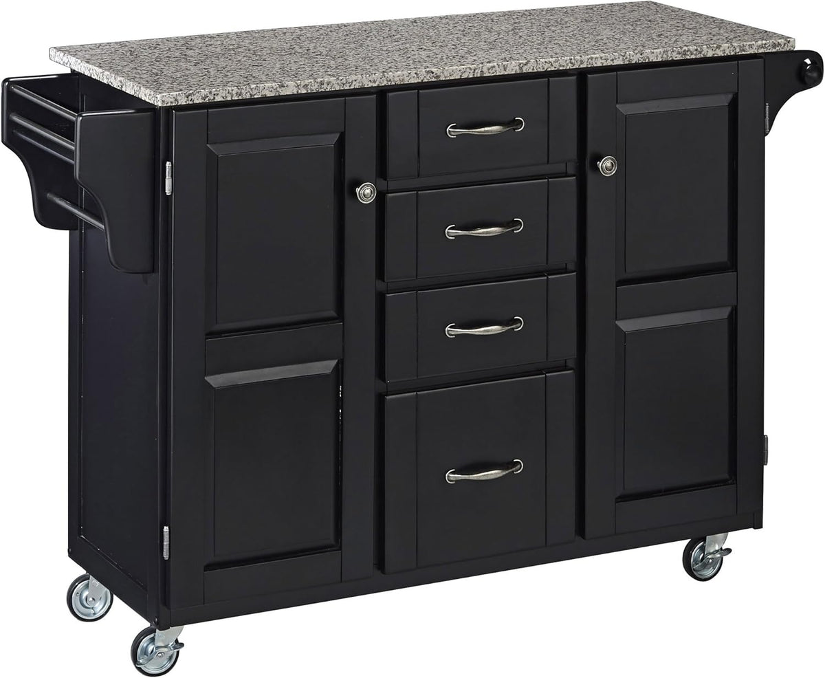 Natural 2 Door Kitchen Cart with Granite Top L7273