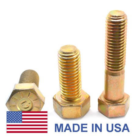 1 inch-8 x 6 inch Coarse Thread Grade 9 Hex Cap Screw Alloy Steel Yellow Zinc Plated Pk 10 Q629979