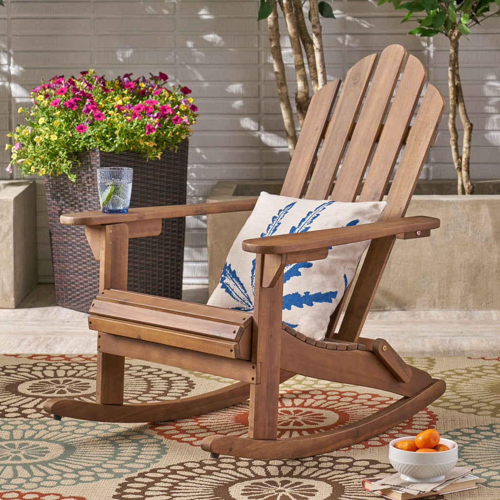 Dark Brown Acacia Wood Outdoor Rocking Chair M9017