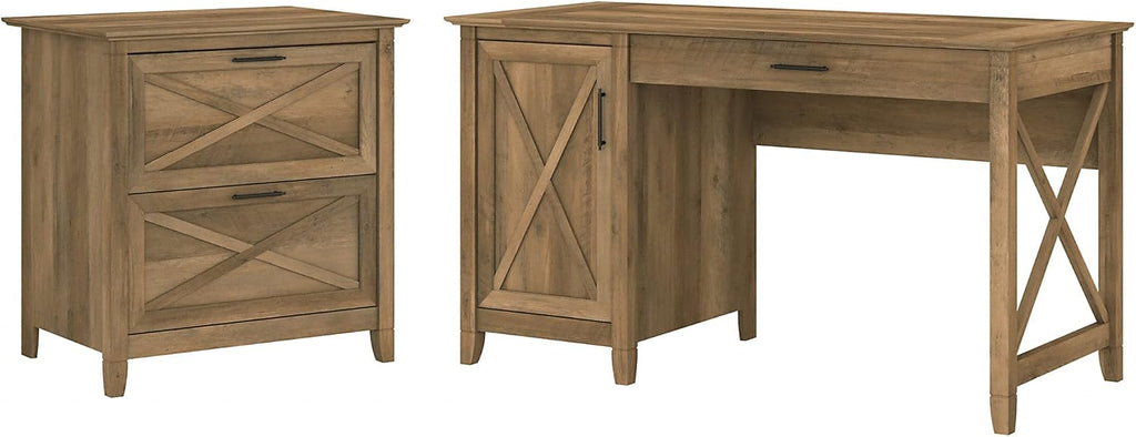 54W Cape Cod Gray Computer Desk with Storage and 2 Drawer File Cabinet G2566