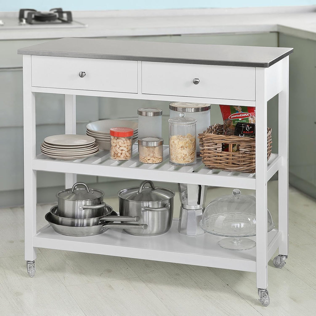 Kitchen Cart with Rubber Wood Top D221427