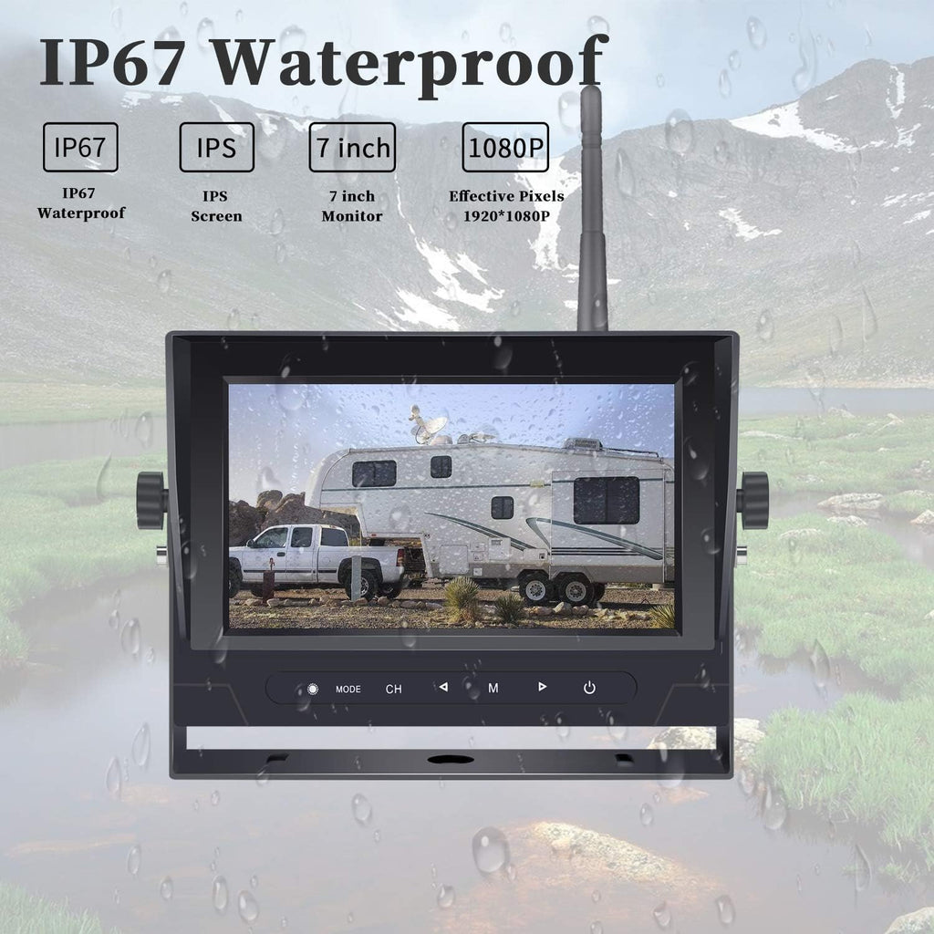 1080P Digital Wireless Rear View Camera with 7'' DVR Monitor IP67 Waterproof R167397