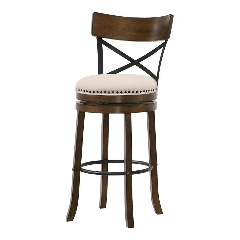 Live Edge Oak Wood Swivel Barstool Set of 2 S1619