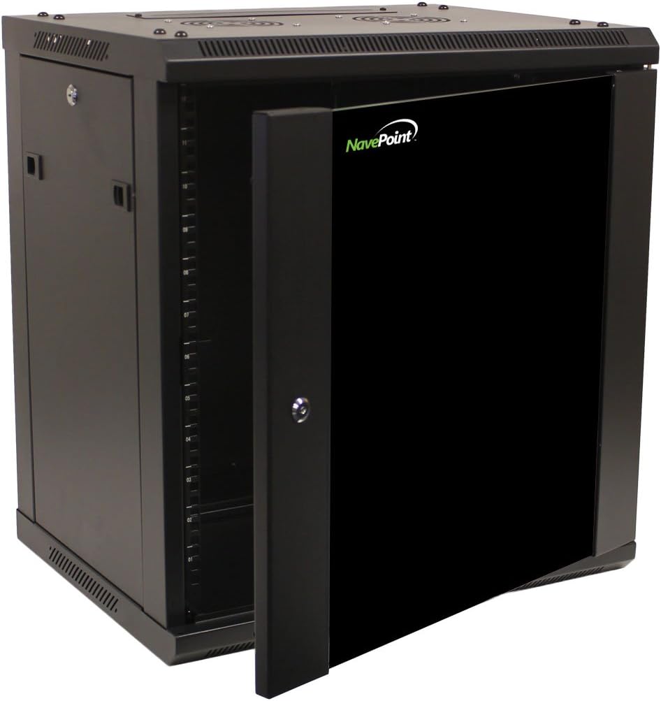 12U Wall Mount Network Server Cabinet Rack Enclosure Glass Door Lock B45576