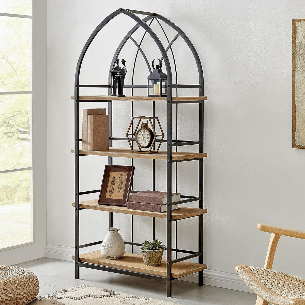 Wood Arch Etagere Bookcase O3077