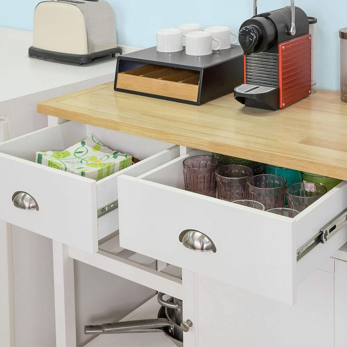 Kitchen Cart with Rubber Wood Top D221427