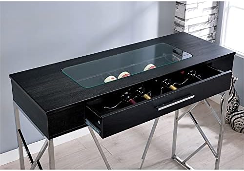 Chrome and Black Metal Counter Height Table O62373