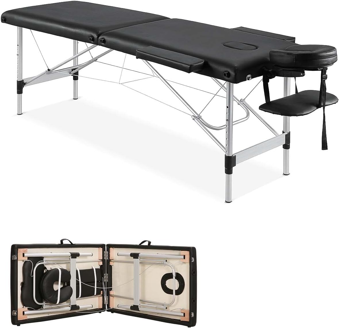 Portable 2 Section Aluminum Massage Table with Carrying Bag V368341