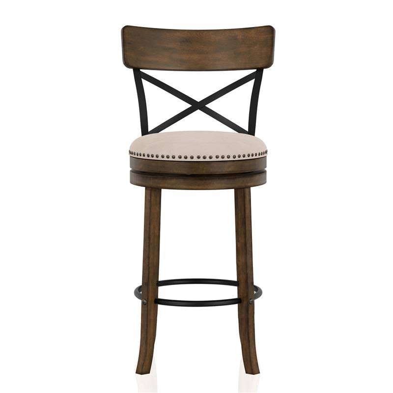 Live Edge Oak Wood Swivel Barstool Set of 2 S1619