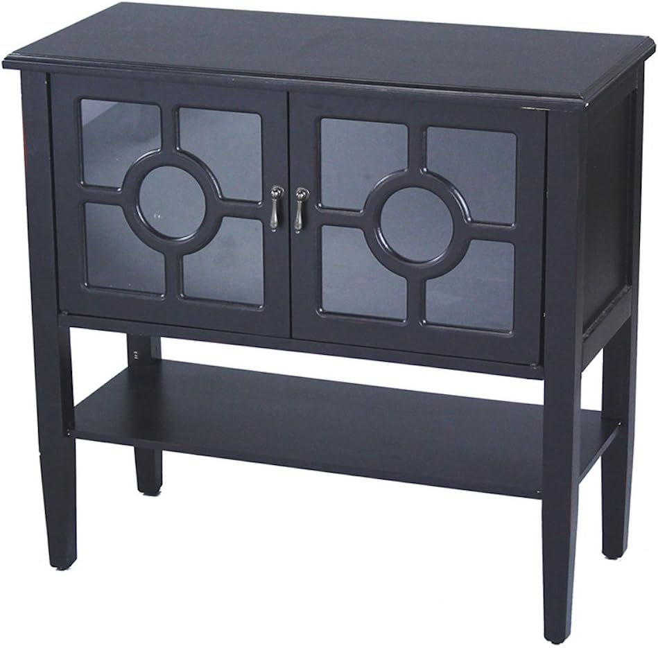 Black 2 Door Accent Console Cabinet with Bottom Shelf B726720