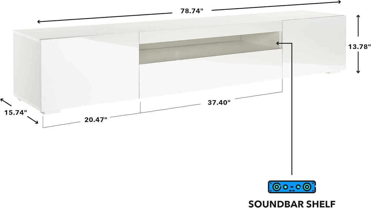 White TV Stand with Lights Y402927