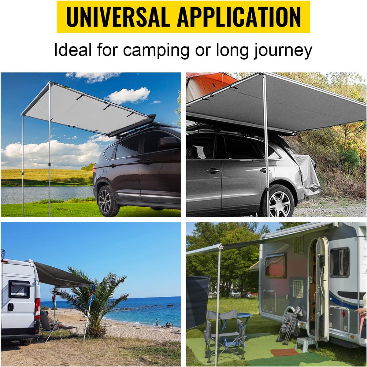 Khaki Pull-Out Retractable Car Side Awning with Carry Bag X2780