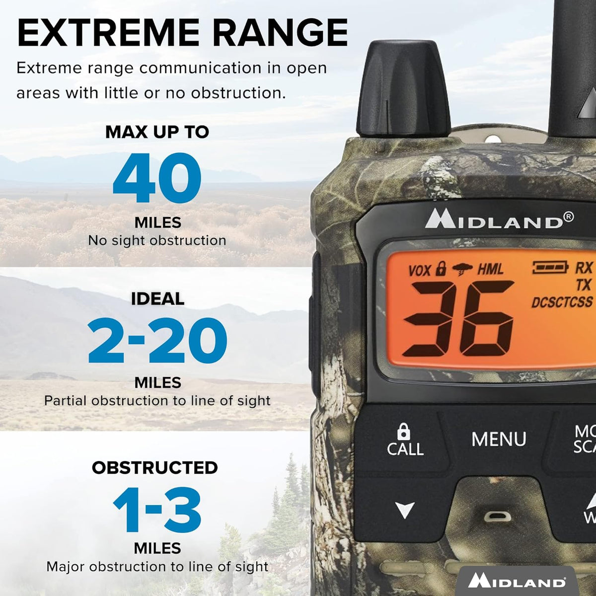 Camo Two Way Radio with NOAA Weather Scan U4673