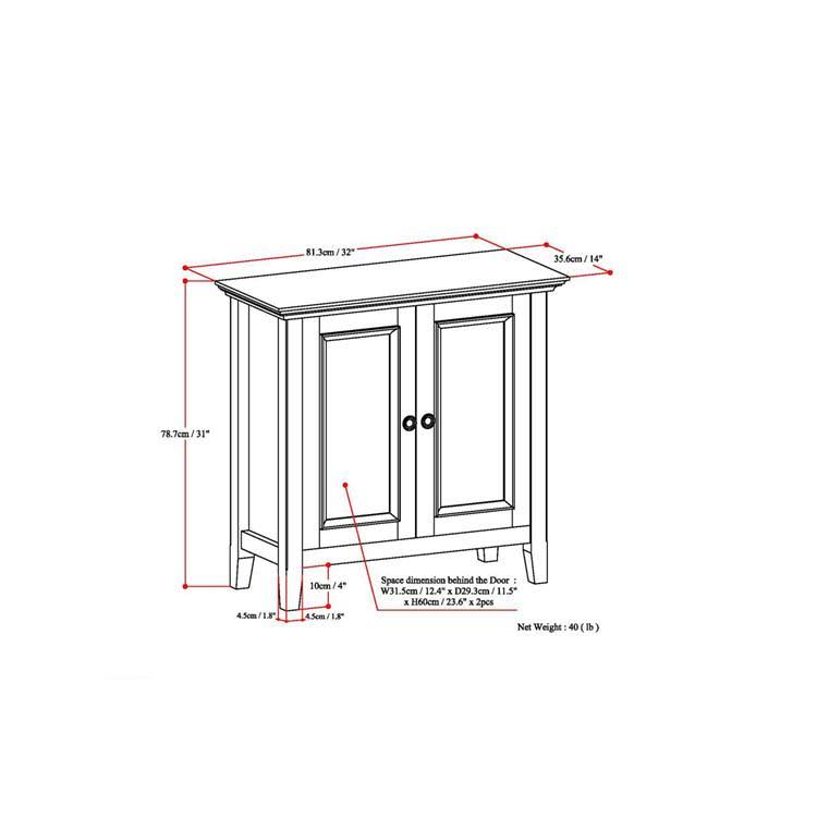 Solid Wood 32 in. Wide Low Storage Cabinet G9395
