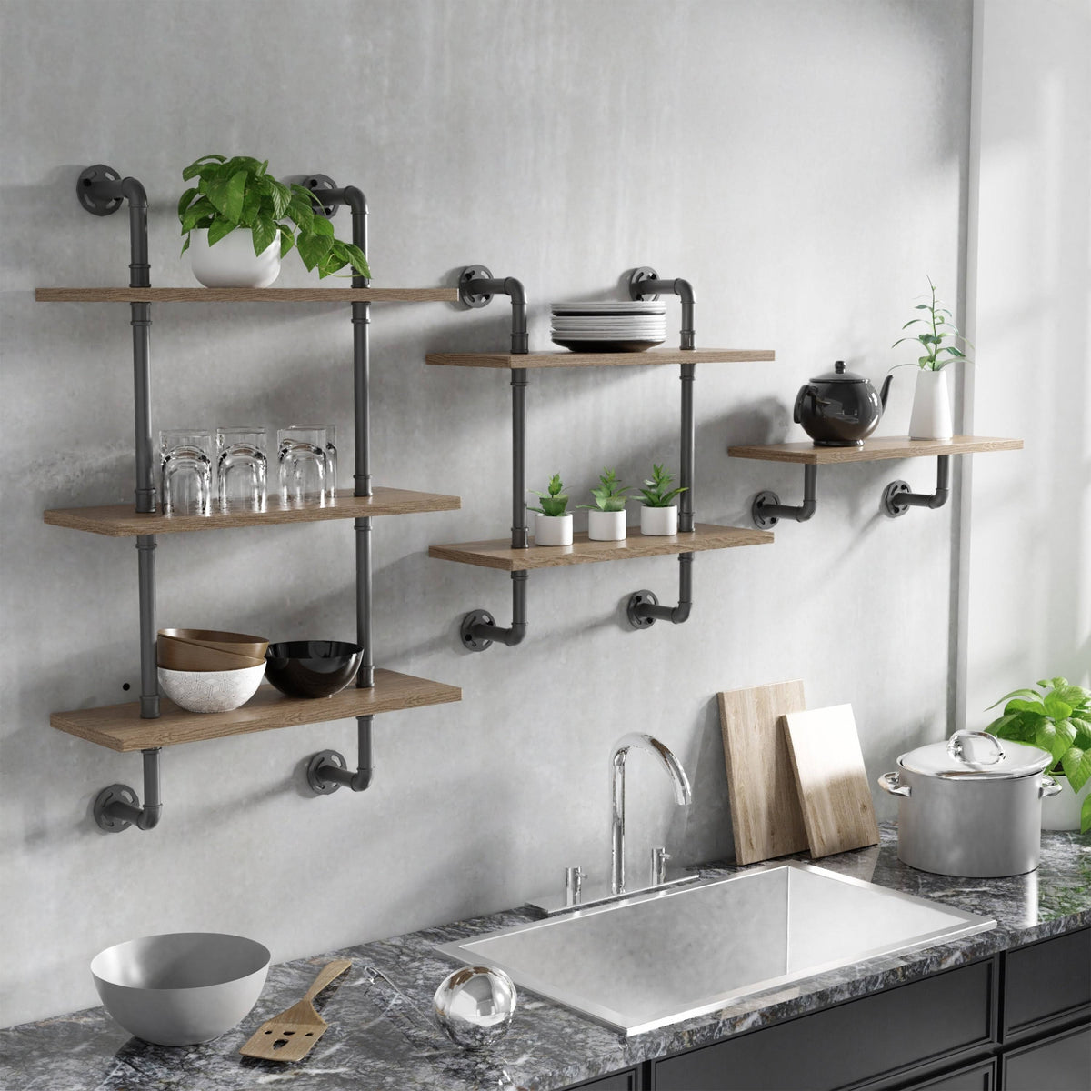 2-Tier Floating Ladder Wall Shelf I860