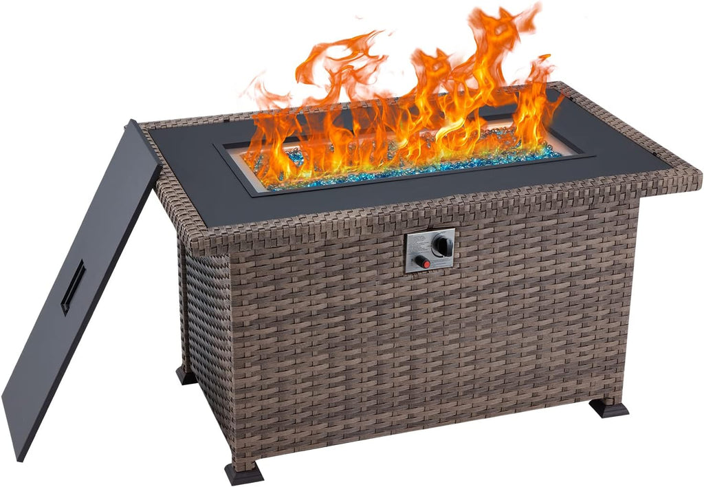 Propane Fire Pit Table 44in 50000BTU Brown Z628389