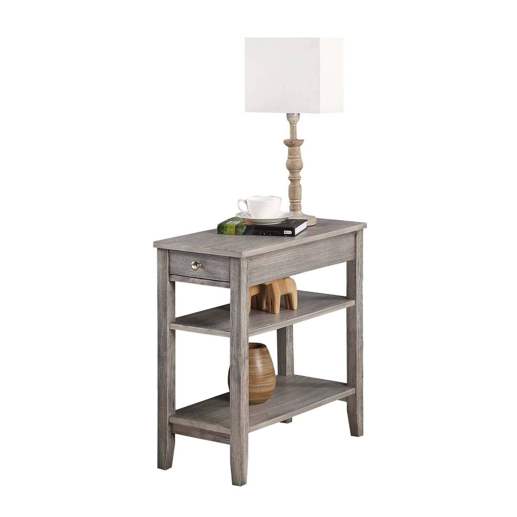 3 Tier End Table with Drawer Light Gray L304