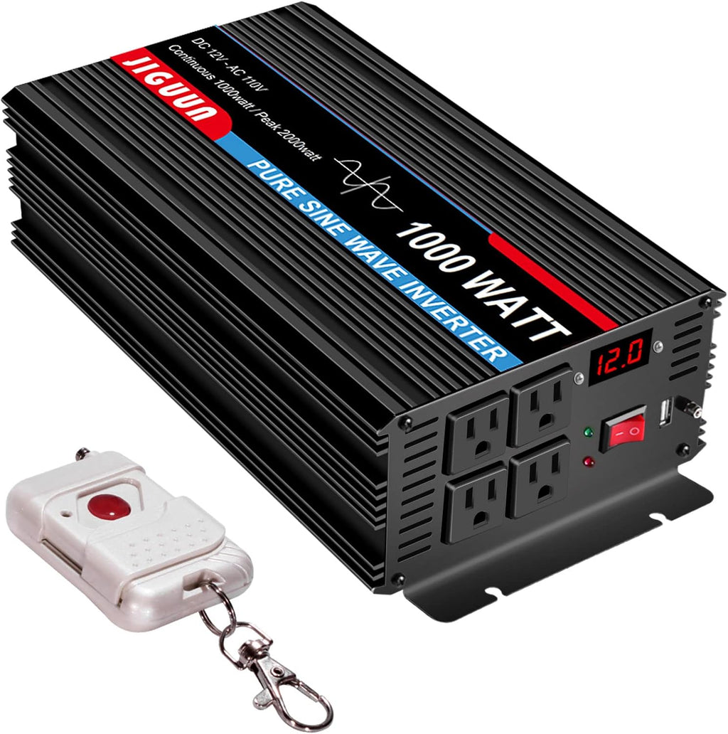 1500 Watt Pure Sine Wave Inverter 12V to 120V with AC Outlets USB H252