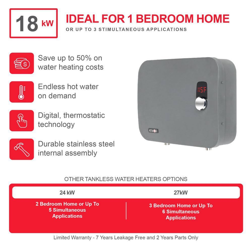 18000-Watt 3.7 GPM Electric Tankless Water Heater A39049