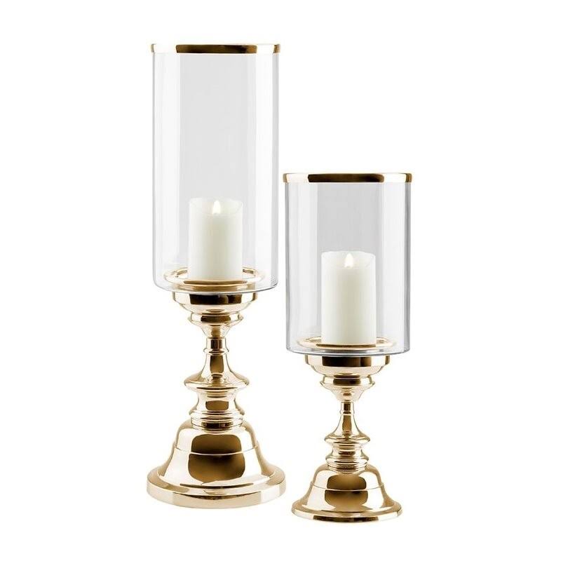 Gold Aluminum Candle Holders Set of 2 R31802