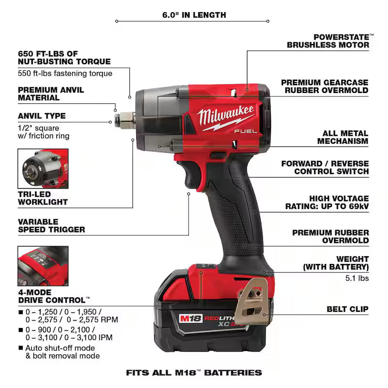 18V Lithium-Ion Brushless Cordless Combo Kit with 1/2 in. Impact Wrenches J319