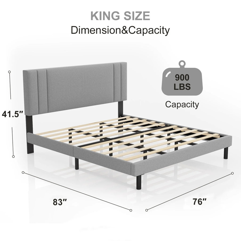 King Size Fabric Upholstered Platform Bed Frame C486