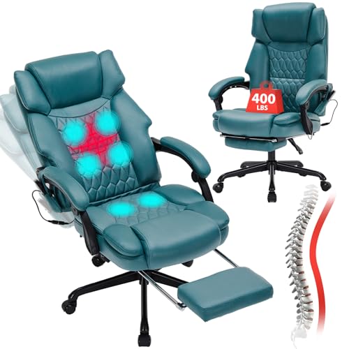 Grey Reclining Massage Office Chair with Foot Rest M69957
