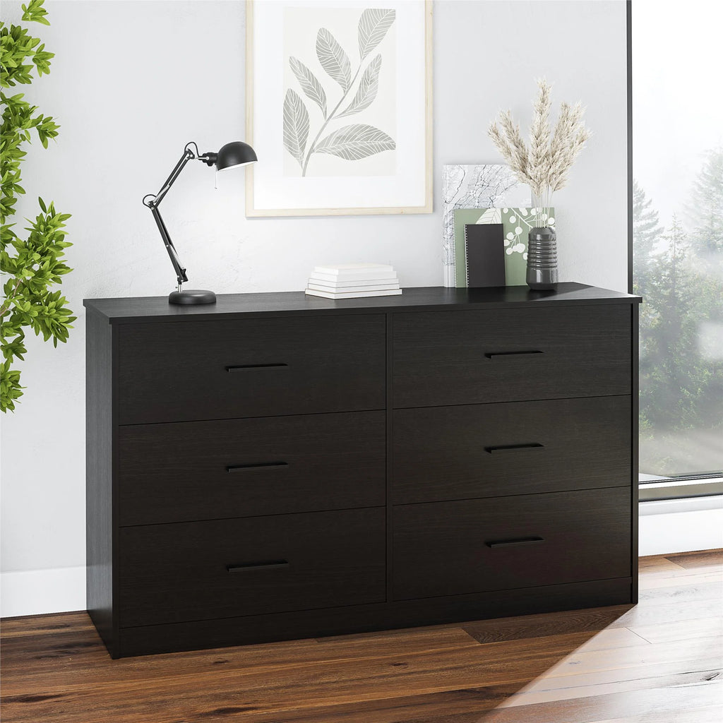 Black 6 Drawer Dresser V3229