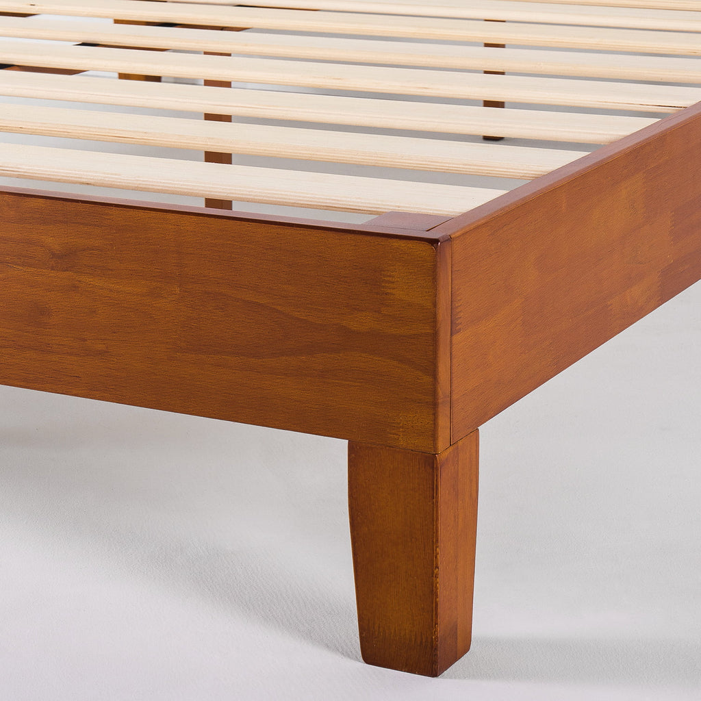 Cherry Twin Solid Wood Platform Bed with Wooden Slats M3535