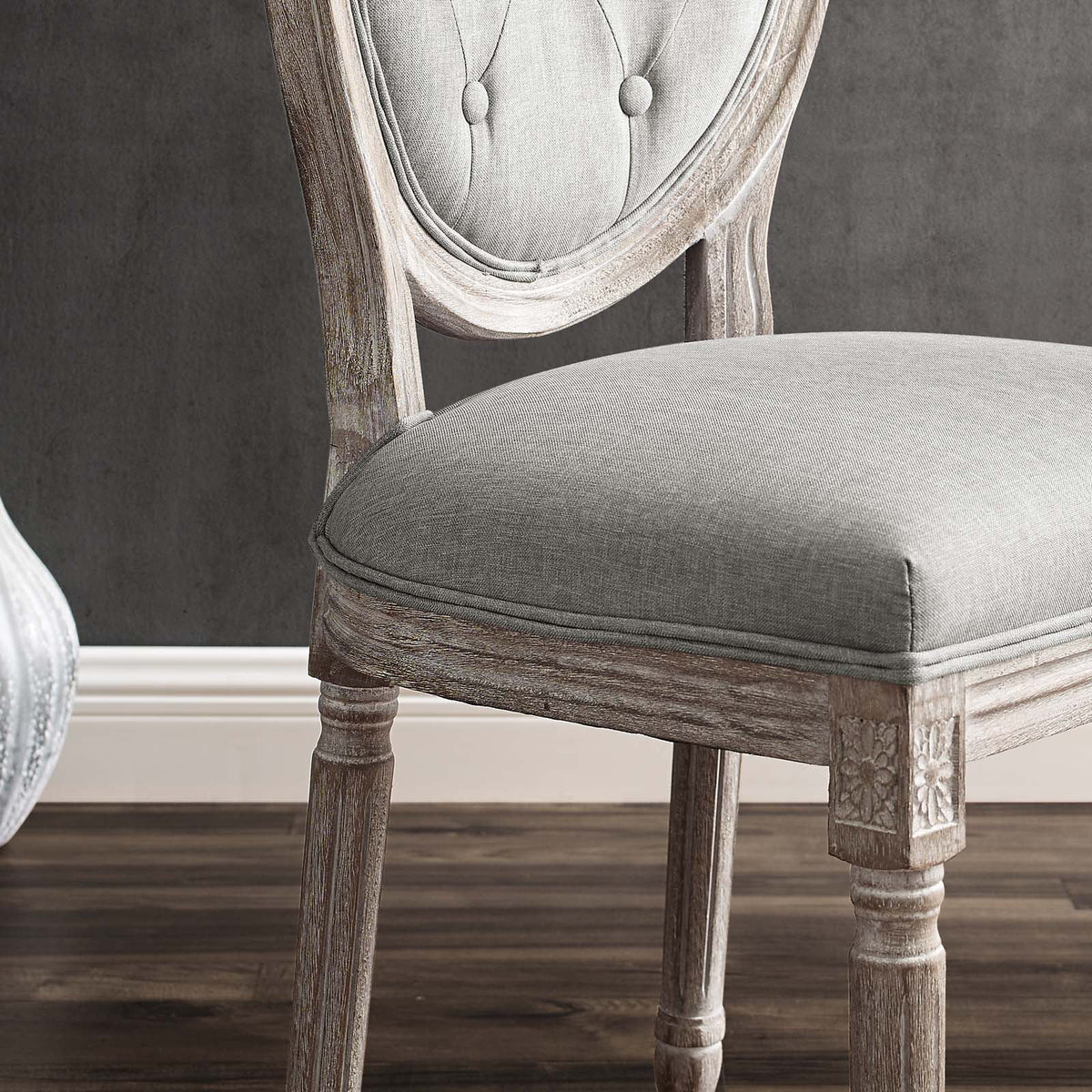 Light Gray Upholstered Fabric Dining Side Chair Set of 2 Q6608